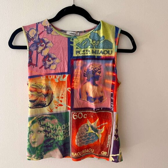 Miaou Drew Top in Thermal Stamp Print Sz M - Picture 5 of 7